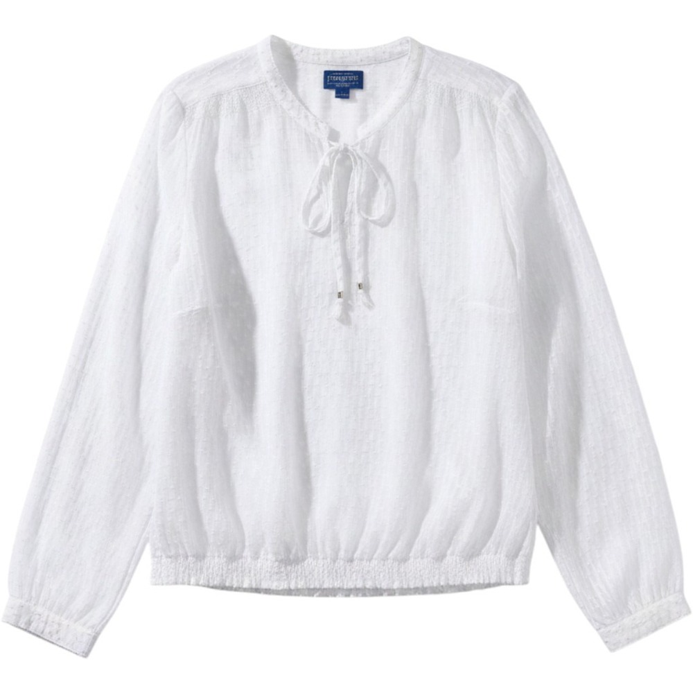Pendleton White Swiss Dot‎ Sheer Pullover Blouse Women's Large